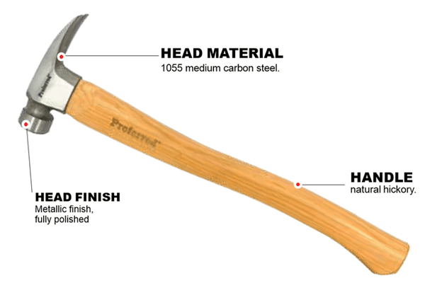 21oz Proferred California Framing Hammer, Milled Face, Hickory Handle, Qty 1