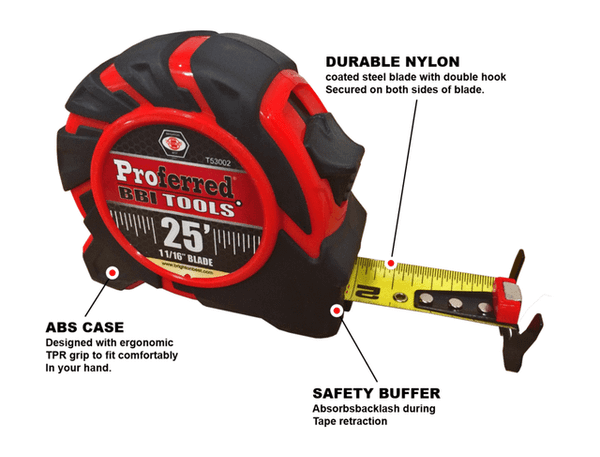 25 Ft-1 1/16" Blade Proferred Tape Measure, Qty 1