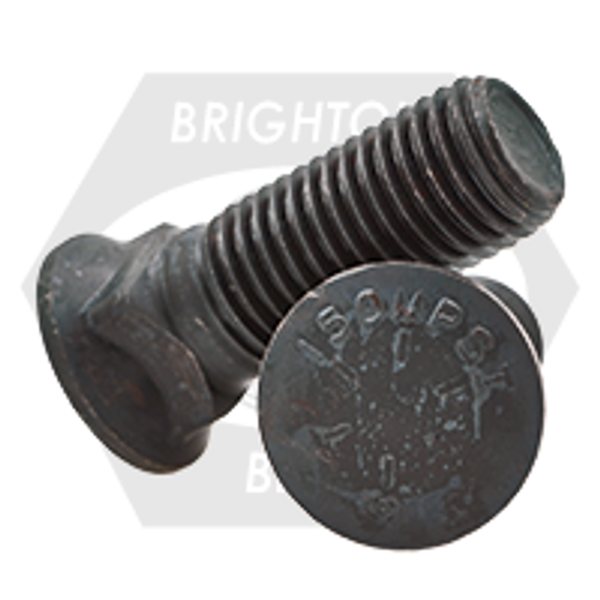1 1/8"-7 x 4 1/2" Grade 8 Dome Head No.3 Plow Bolt 150,000 Psi, Plain Finish, Qty 30
