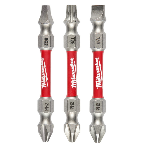 Milwaukee 48-32-4319 SHOCKWAVE  Impact Duty PH2/SQ2/T25 Double Ended Bits 3PC