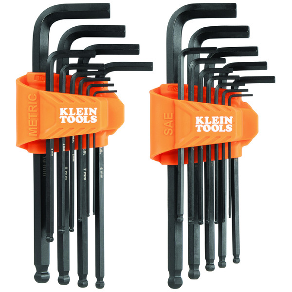 Klein Tools BLS22 Long Ball End Hex Key Set, SAE and Metric, 22-Piece