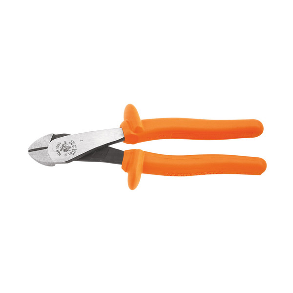 Klein Tools D248-8-INS Diagonal Cutting Pliers, Insulated, High-Leverage, Angled Head, 8-Inch