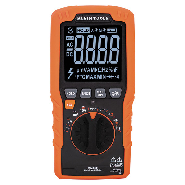 Klein Tools MM450 Slim Digital Multimeter, TRMS Auto-Ranging, 600V, Temp