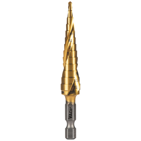 Klein Tools 25964 13-Step Drill Bit, Double-Fluted, 1/8-Inch to 1/2-Inch