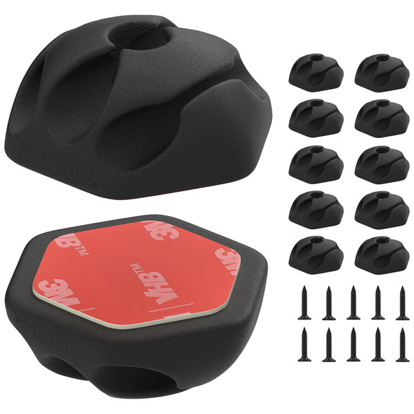 Klein Tools 450-410 Self-Adhesive Cable Mounting Clips, 3-Slot (10-Pack)