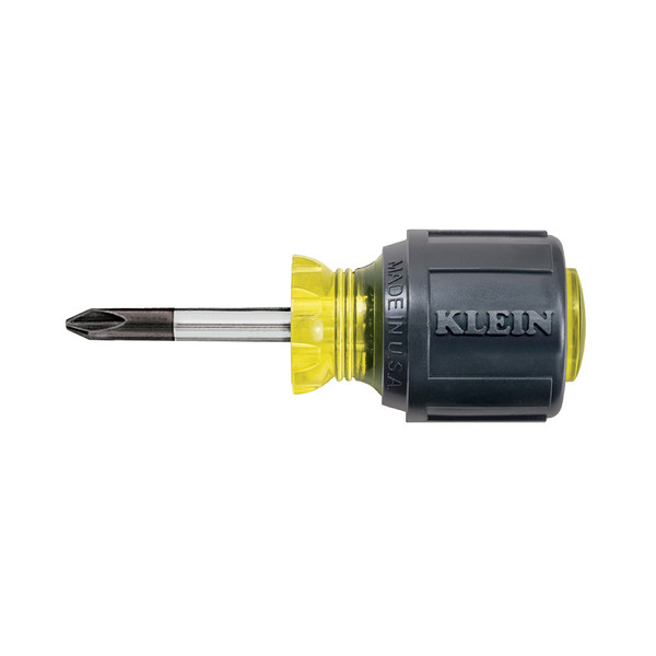 Klein Tools 603-1 Stubby Screwdriver, #2 Phillips, 1-1/2-Inch Round Shank