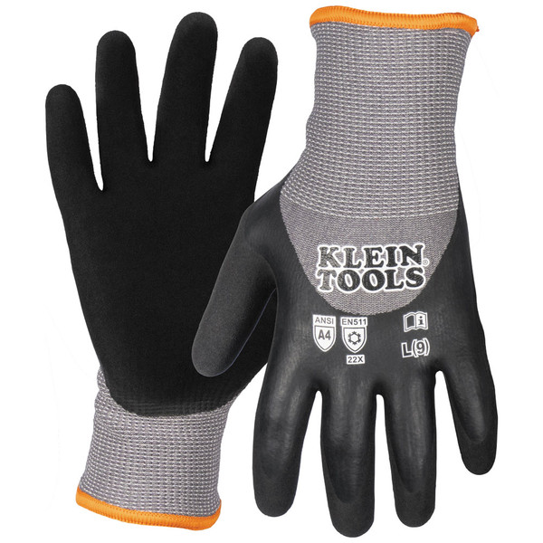 Klein Tools 60839 Winter Knit Dipped Gloves, Cut Level A4 Touchscreen, Large