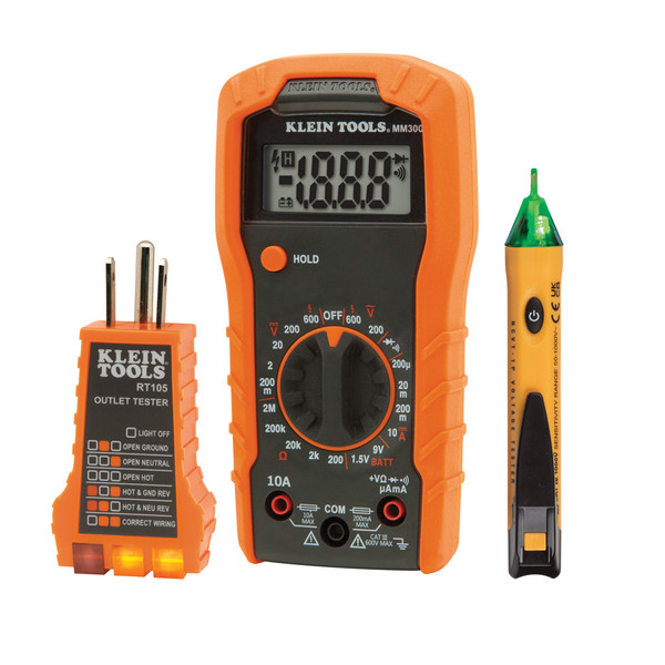 Klein Tools 69149P Test Kit with Multimeter, Non-Contact Volt Tester, Receptacle Tester