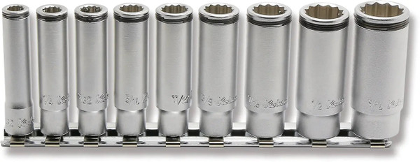 Ko-ken RS2355A/9 Ko-ken 1/4" Sq. Drive 12-Point SAE Deep NUT GRIP 9 Piece Socket Set