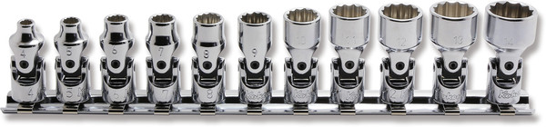 Ko-ken RS2445M/11 1/4 Sq. Dr. 12 point Metric Universal Chrome Socket set (4-14) - 11 pieces