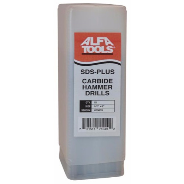 Alfa Tools 15 PC SDS HAMMER DRILL BULK PACK 1/2 X 6-1/4