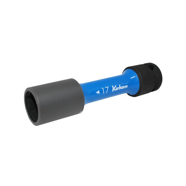 Ko-ken 14145PM.110-17 1/2 Sq. Dr. Wheel Nut Socket 17mm Extra Thin walled Length 110mm Color coded Protector
