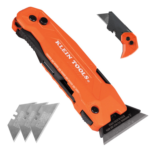 Klein Tools 44306 FLICKBLADE 2-in-1 Utility Knife / Scraper with Blade Storage
