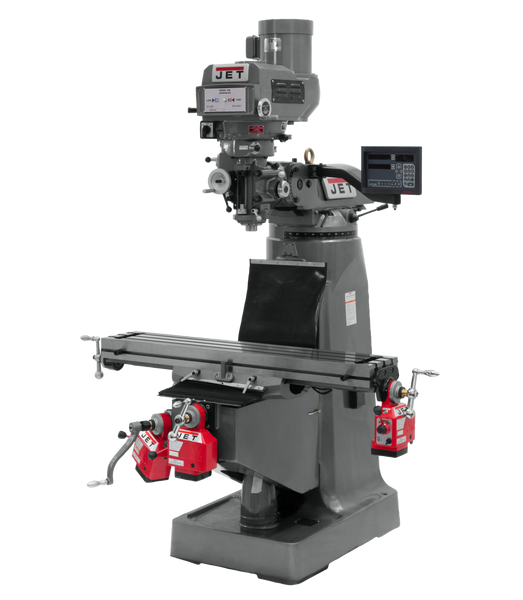 JET JT9-690093-4 JTM-4VS Mill With 3-Axis Newall NMS800 DRO (Knee) With X, Y and Z-Axis Powerfeeds 460V