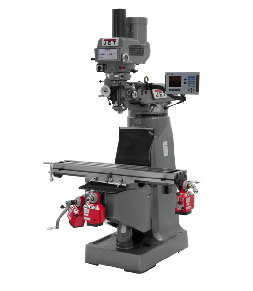 JET JT9-690153-4 JTM-4VS Mill With 3-Axis ACU-RITE 203 DRO (Quill), X, Y and Z-Axis Powerfeeds With Power Drawbar 460V