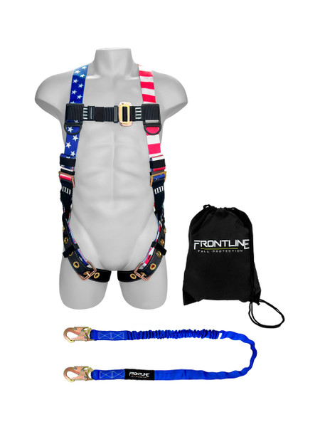 Frontline K100-61S-AM Frontline K100-61S-AM Combat American Style Compliance Kit - Harness, 6' Single Leg Lanyard and Drawstring Bag
