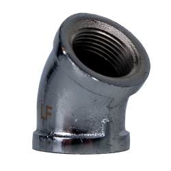 Midland Metal 45182LFCP 45 deg Elbow, 3/8 in FIP x 3/8 in FIP, Bronze, Chrome-Plated