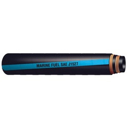 BUCHANAN RUBBER MFH Series MFH-213 Fuel Fill Hard Marine Hose, 100 ft L, 150 psi, Nitrile Rubber Tube, Black/Blue