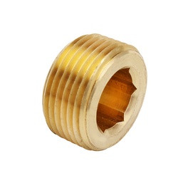 MID-AMERICA FITTINGS 109ALFM-4 Flush Mount Countersunk Plug, 1/4-in Male NPTF, Brass