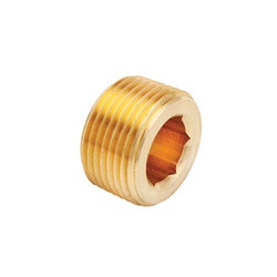 MID-AMERICA FITTINGS 109AL-12 Countersunk Hex Plug, 3/4-in Male NPTF, Brass