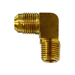 ANDERSON METALS 04049-0508 90-deg Barstock Male Elbow, 5/16-in Male Flared x 1/2-in Male NPTF, Brass