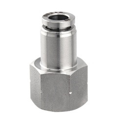 Midland Metal 20037SS Female Connector, 3/8-in Push-to-Connect x 3/8-in Female NPT, Stainless Steel