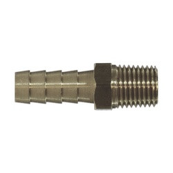 Midland Metal 32009N Rigid Male Adapter, 5/16-in Hose Barb x 1/4-in Male NPTF, Nickel-Plated Brass
