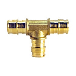 Midland Metal 35050CE Cold Expansion Reducing Union Tee, 3/4-in Cold-Expansion PEX x 3/4-in Cold-Expansion PEX x 1-in Cold-Expansion PEX, Lead-Free Brass