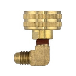 Midland Metal P-FGHEF4-LF Swivel Elbow 3/4-in Female Garden Hose Swivel x 1/4-in Male Flared, Lead-Free Brass