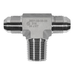 STAINLESS ADAPTERS SS2601-02-02-02 Male Branch Tee, 1/8-in Male JIC x 1/8-in Male JIC x 1/8-in Male NPTF, Stainless Steel