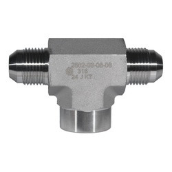 STAINLESS ADAPTERS SS2602-04-04-04 Female Branch Tee, 1/4-in Male JIC x 1/4-in Male JIC x 1/4-in Female NPTF