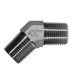 STAINLESS ADAPTERS SS5501-04-04 45-deg Male Pipe Elbow, 1/4-in Male NPTF x 1/4-in Male NPTF, Stainless Steel
