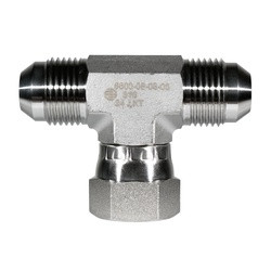STAINLESS ADAPTERS SS6600-04-04-04 Swivel Branch Tee, 1/4-in Male JIC x 1/4-in Male JIC x 1/4-in Female JIC Swivel
