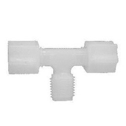 Midland Metal 17292N Branch Tee, 1/4 in Compression x 1/4 in Compression x 1/4 in MPT, Nylon, White