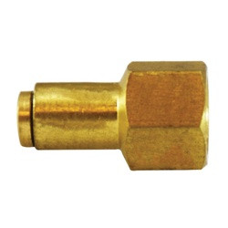 Midland Metal 20034V Adapter with FKM Seal, 1/4 in Push-In x 1/8 in FIP, Brass