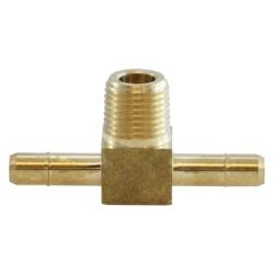 ANDERSON METALS 07072-0402 Mini Barb Male Branch Tee, 1/4-in Mini Barb x 1/4-in Mini Barb x 1/8-in Male NPTF, Brass