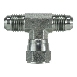 Midland Metal 660068 Swivel Branch Tee, 3/8-in Male JIC x 3/8-in Male JIC x 1/2-in Female JIC Swivel, Steel