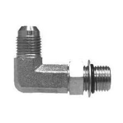 Midland Metal 6801LNWO68 90-deg Long Elbow, 3/8-in Male JIC x 1/2-in Male Adjustable O-Ring Boss, Steel