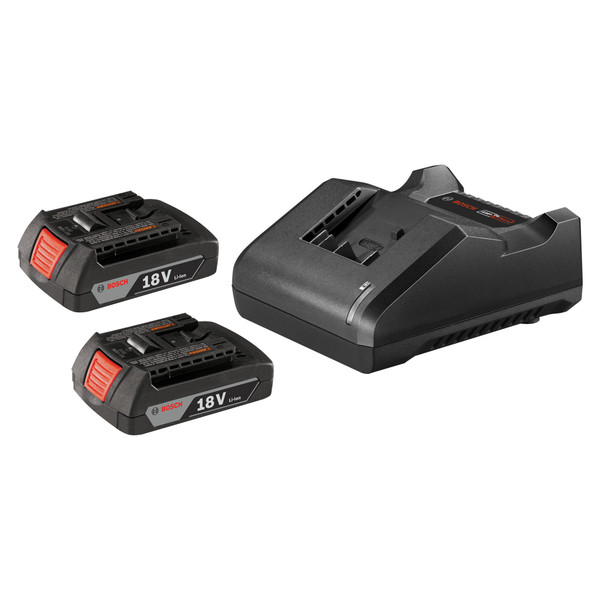 Bosch GXS18V-23B21 Amazon 18V Starter Kit with (2) 18V 1.5 Ah SlimPack Batteries and (1) 18V Standard Battery Charger