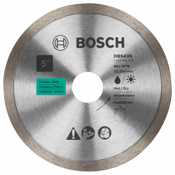 Bosch DB543S 5 In. Standard Continuous Rim Diamond Blade for Clean Cuts