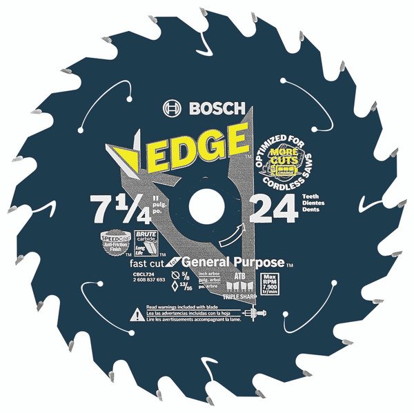 Bosch CBCL724 7-1/4 In. 24 Tooth Edge Cordless Circular Saw Blade for General Purpose