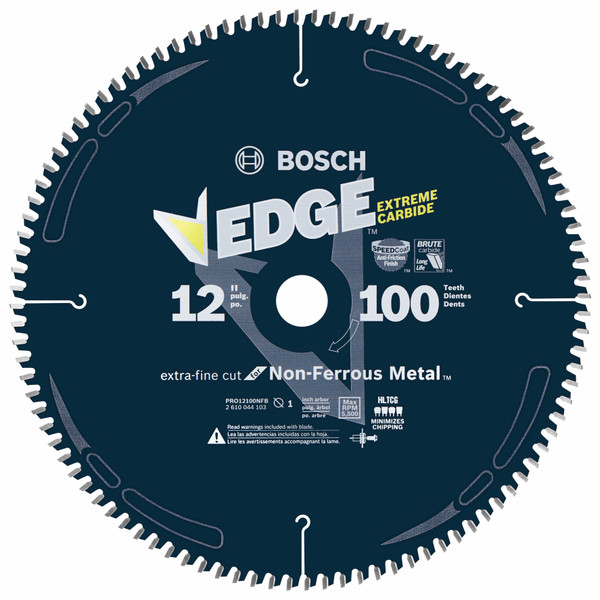 Bosch PRO12100NFB 12 In. 100 Tooth Edge Non-Ferrous Metal-Cutting Circular Saw Blade
