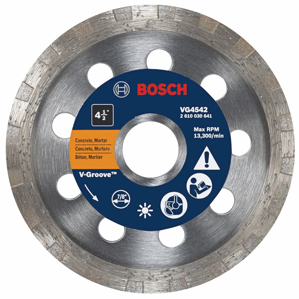 Bosch VG4542 4-1/2 In. Turbo Rim V-Groove Diamond Blade for Smooth Cuts