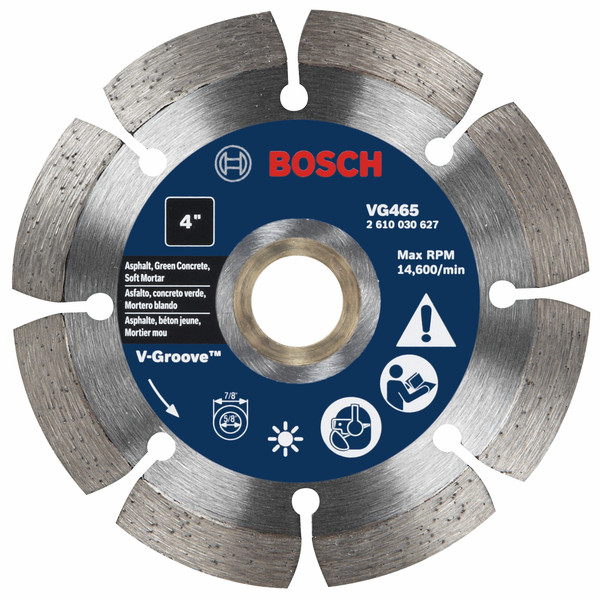 Bosch VG465 4 In. Segmented Rim V-Groove Diamond Blade for Soft Material
