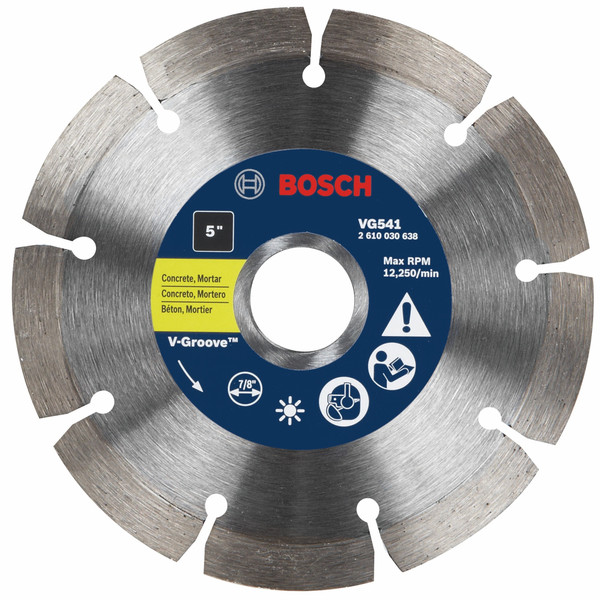 Bosch VG541 5 In. Segmented Rim V-Groove Diamond Blade for Universal Rough Cuts