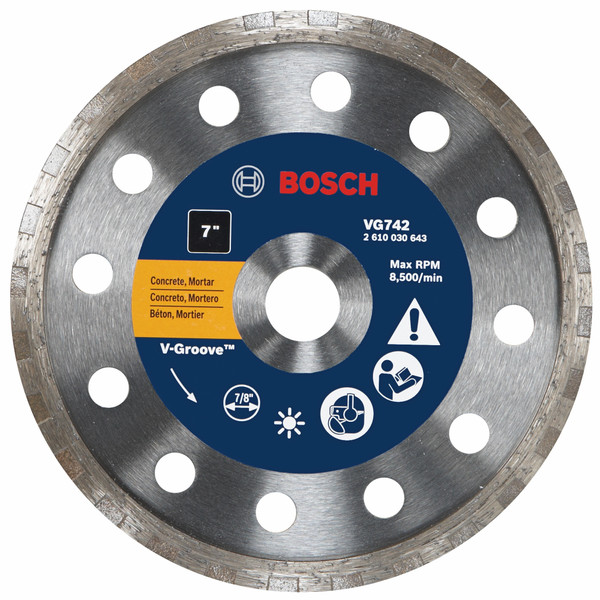 Bosch VG742 7 In. Turbo Rim V-Groove Diamond Blade for Smooth Cuts