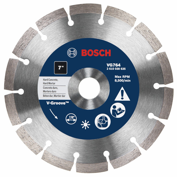Bosch VG764 7 In. Segmented Rim V-Groove Diamond Blade for Hard Material