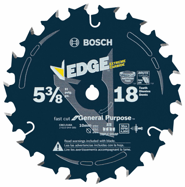 Bosch CBCL518A 5-3/8 In. 18 Tooth Edge Circular Saw Blade for Fast Cuts