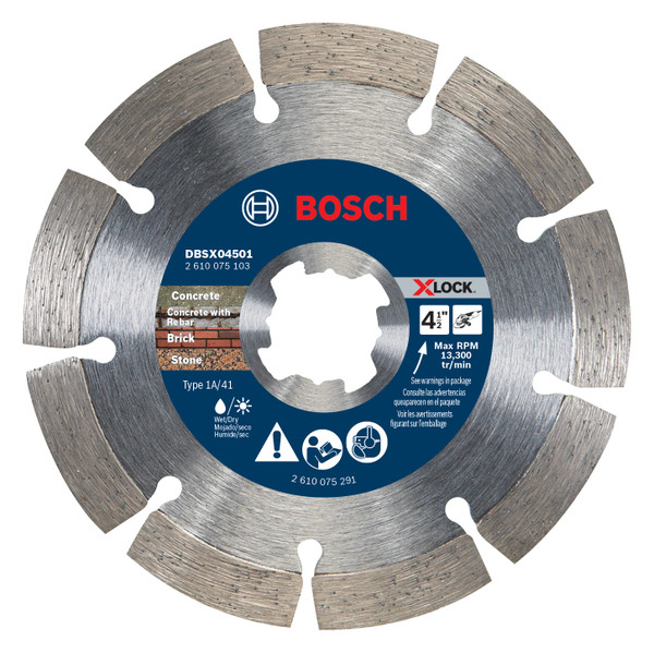 Bosch DBSX04501 4-1/2 In. X-LOCK Segmented Rim Blade for Rough Cuts