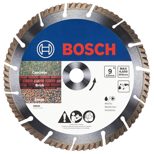 Bosch DB944 9 In. Premium Turbo Segmented Rim Diamond Wheel for Precise Cuts
